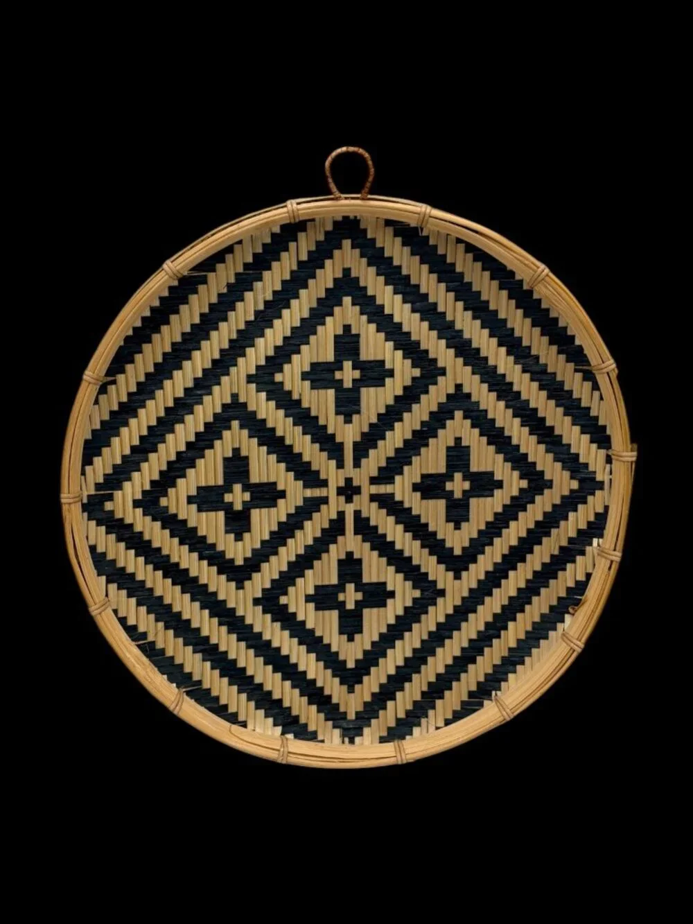 Set of 3 Handwoven Bamboo Wall Baskets Trays Boho Tribal Farmhouse Decor